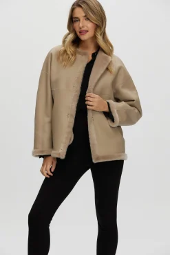 Reversible Shearling Lamb Collarless Jacket