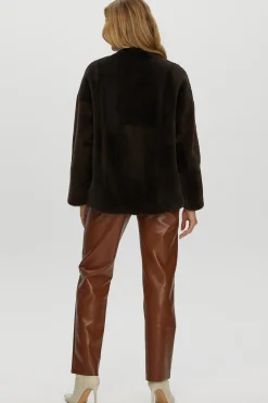 Reversible Shearling Lamb Collarless Jacket