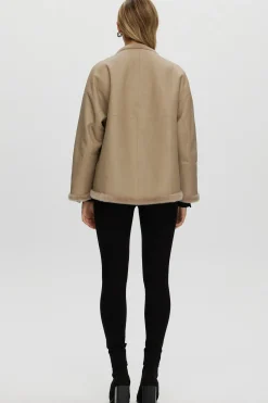 Reversible Shearling Lamb Collarless Jacket