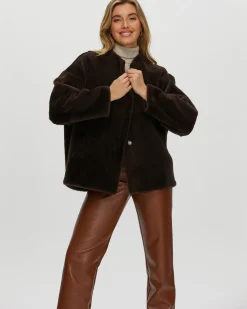 Reversible Shearling Lamb Collarless Jacket