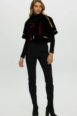 Reversible Shearling Lamb Bolero With Cropped Sleeves