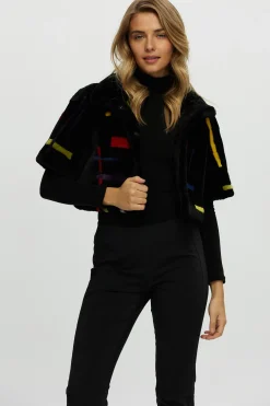 Reversible Shearling Lamb Bolero With Cropped Sleeves