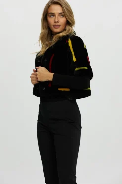 Reversible Shearling Lamb Bolero With Cropped Sleeves