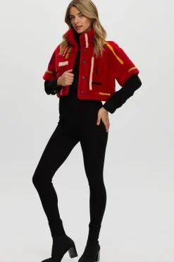 Reversible Shearling Lamb Bolero With Cropped Sleeves