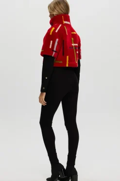 Reversible Shearling Lamb Bolero With Cropped Sleeves