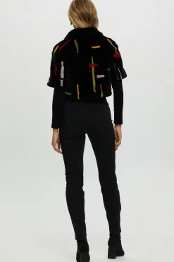 Reversible Shearling Lamb Bolero With Cropped Sleeves