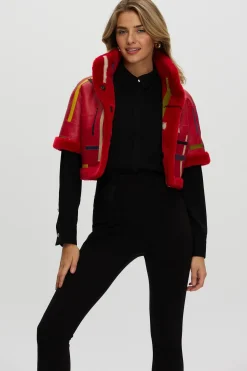 Reversible Shearling Lamb Bolero With Cropped Sleeves