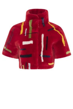 Reversible Shearling Lamb Bolero With Cropped Sleeves