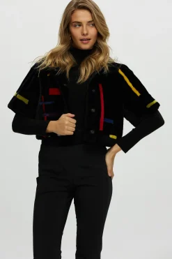 Reversible Shearling Lamb Bolero With Cropped Sleeves