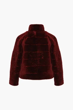 Reversible Textured Shearling Lamb Jacket With Cropped Sleeves