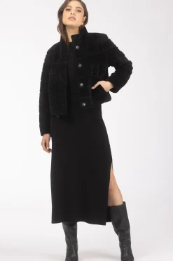 Reversible Textured Shearling Lamb Jacket