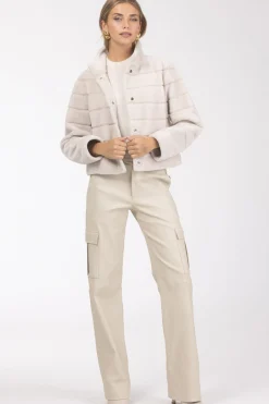 Reversible Textured Shearling Lamb Jacket