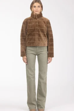 Reversible Textured Shearling Lamb Jacket