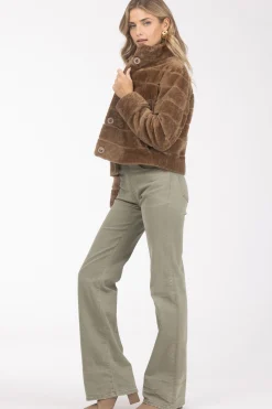 Reversible Textured Shearling Lamb Jacket