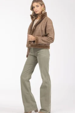 Reversible Textured Shearling Lamb Jacket