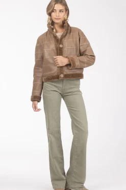 Reversible Textured Shearling Lamb Jacket