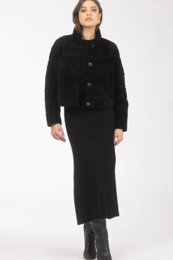 Reversible Textured Shearling Lamb Jacket