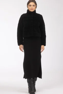 Reversible Textured Shearling Lamb Jacket