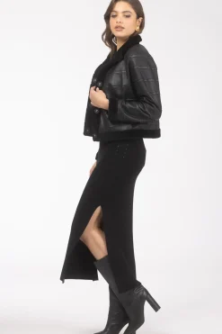 Reversible Textured Shearling Lamb Jacket