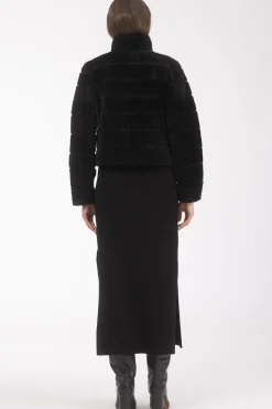 Reversible Textured Shearling Lamb Jacket