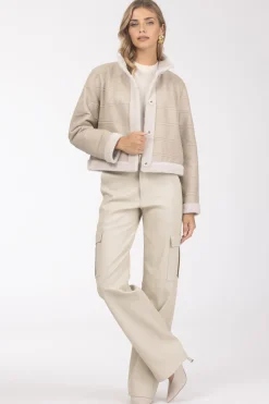 Reversible Textured Shearling Lamb Jacket