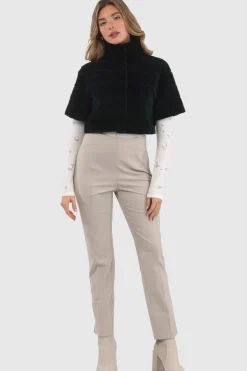 Reversible Textured Shearling Lamb Bolero With Cropped Sleeves