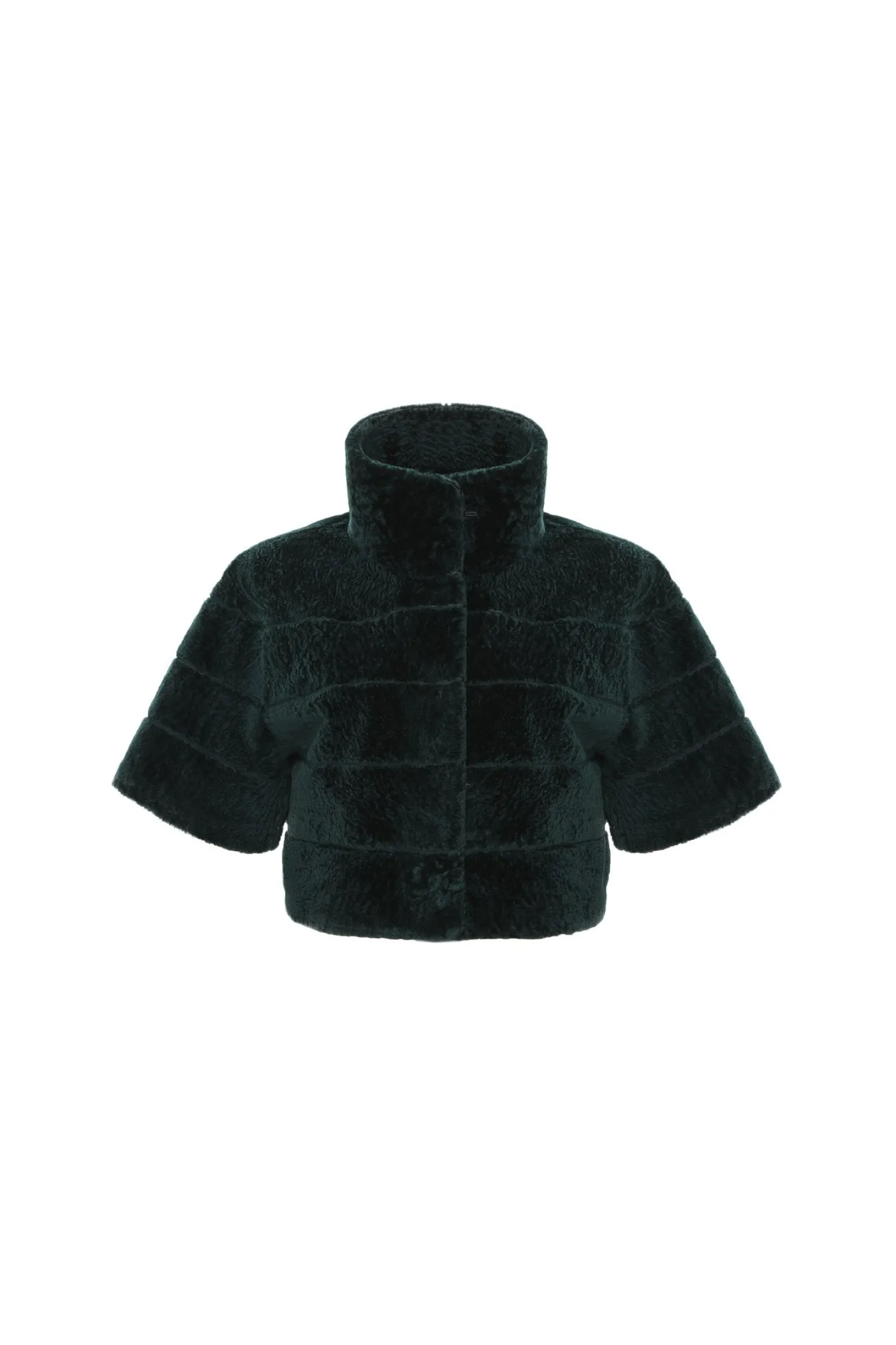 Reversible Textured Shearling Lamb Bolero With Cropped Sleeves