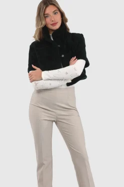 Reversible Textured Shearling Lamb Bolero With Cropped Sleeves