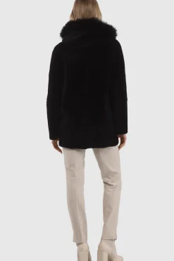 Reversible Textured Shearling Lamb Parka With Merinillo Shearling Lamb Hood Trim