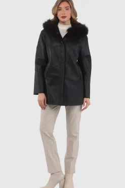 Reversible Textured Shearling Lamb Parka With Merinillo Shearling Lamb Hood Trim