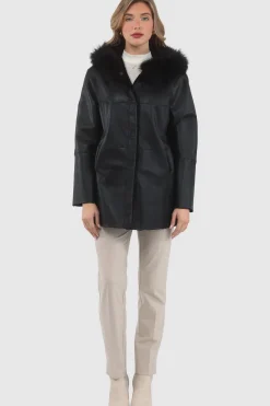 Reversible Textured Shearling Lamb Parka With Merinillo Shearling Lamb Hood Trim