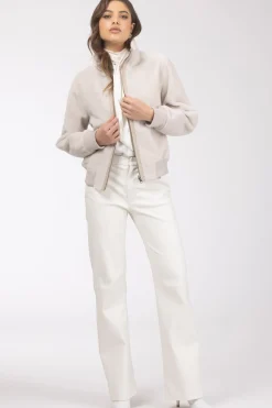 Reversible Textured Shearling Lamb Bomber Jacket