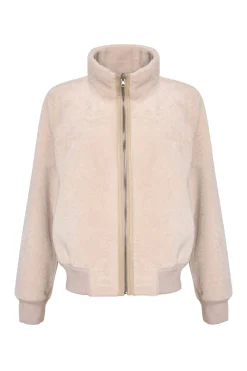 Reversible Textured Shearling Lamb Bomber Jacket
