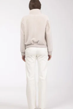 Reversible Textured Shearling Lamb Bomber Jacket