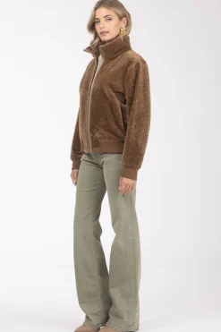 Reversible Textured Shearling Lamb Bomber Jacket