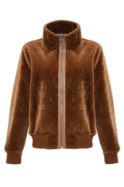 Reversible Textured Shearling Lamb Bomber Jacket