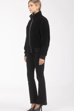 Reversible Textured Shearling Lamb Bomber Jacket