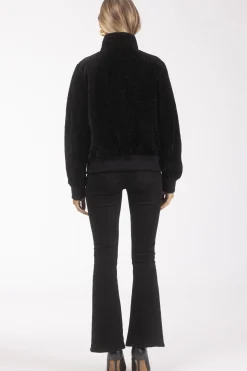 Reversible Textured Shearling Lamb Bomber Jacket