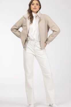 Reversible Textured Shearling Lamb Bomber Jacket