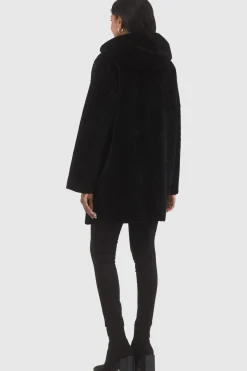 Reversible Textured Shearling Lamb Parka