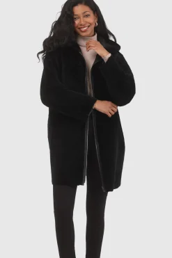 Reversible Textured Shearling Lamb Parka