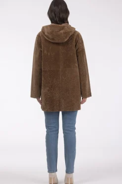 Reversible Textured Shearling Lamb Parka