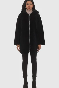 Reversible Textured Shearling Lamb Parka