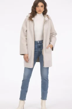 Reversible Textured Shearling Lamb Parka