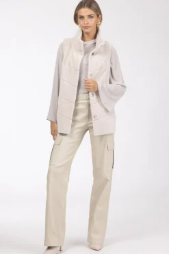 Reversible Textured Shearling Lamb Vest