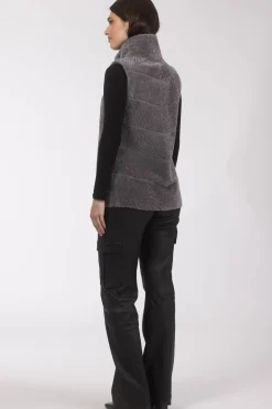 Reversible Textured Shearling Lamb Vest