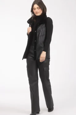 Reversible Textured Shearling Lamb Vest