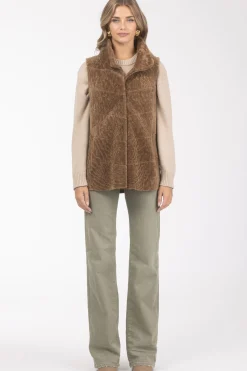 Reversible Textured Shearling Lamb Vest