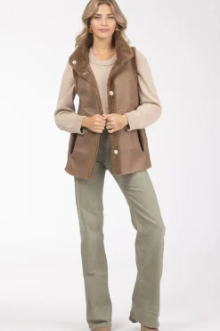 Reversible Textured Shearling Lamb Vest