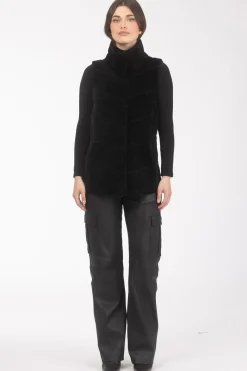 Reversible Textured Shearling Lamb Vest